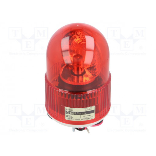 S100R-24-R; Signaller: lighting; rotating light; red; Series: S100; 24VDC; IP44; QLIGHT
