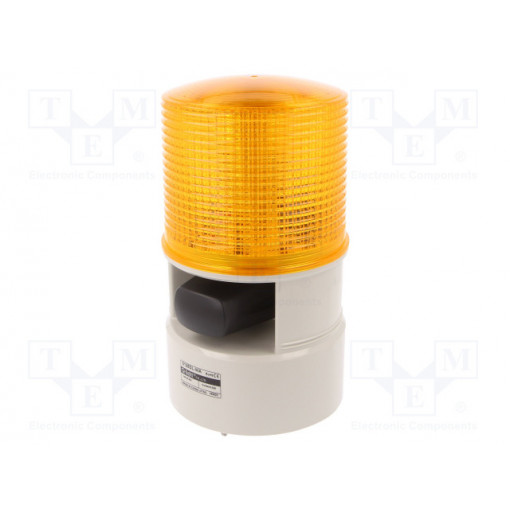 S125DL-WA-24-A; Signaller: lighting-sound; 24VDC; LED; amber; IP54; Ø119x215mm; QLIGHT
