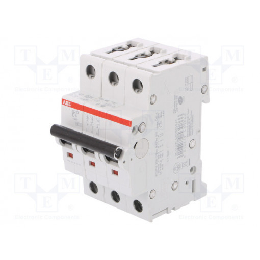 2CDS253001R0041; Circuit breaker; Inom: 4A; Poles: 3; DIN; Charact: D; 6kA; IP20; ABB