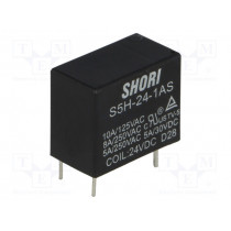 S5H-24-1AS; Relay: electromagnetic; SPST-NO; Ucoil: 24VDC; 5A/250VAC; 5A/30VDC; SHORI ELECTRIC