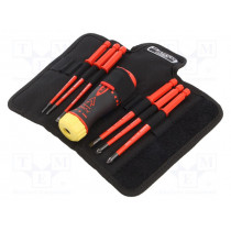 808062; Kit: screwdrivers; Pcs: 7; insulated; 1kVAC; Pozidriv®,slot; BAHCO