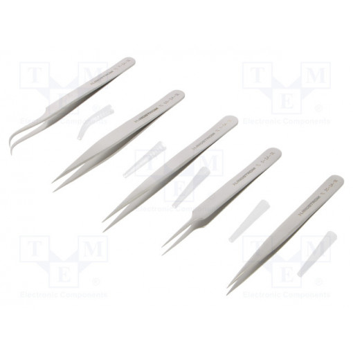 9857; Kit: tweezers; Pcs: 5; for precision works; LINDSTROM