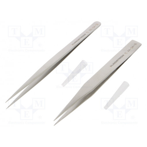 9858; Kit: tweezers; Pcs: 2; for precision works; Blades: straight; LINDSTROM