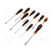 B219.010; Kit: screwdrivers; Pcs: 10; Phillips,Pozidriv®,square,slot; BAHCO