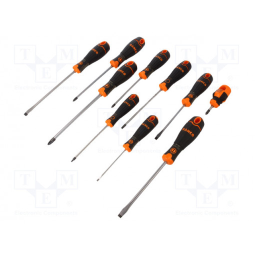 B219.010; Kit: screwdrivers; Pcs: 10; Phillips,Pozidriv®,square,slot; BAHCO