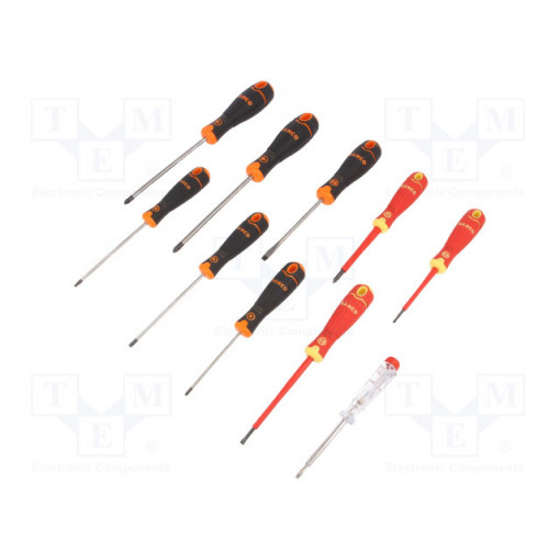B219.110; Kit: screwdrivers; Pcs: 10; The set contains: voltage tester; BAHCO