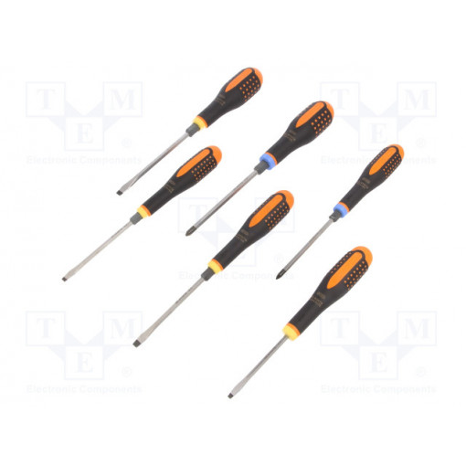 BE-9882TB; Kit: screwdrivers; Pcs: 6; assisted with a key; Pozidriv®,slot; BAHCO