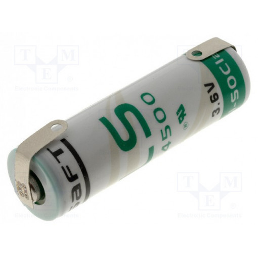 LS 14500CNR; Battery: lithium; 3.6V; AA; soldering lugs; Ø14.5x50mm; 2600mAh; SAFT LS 14500CNR; Battery: lithium; 3.6V; AA; soldering lugs; Ø14.5x50mm; 2600mAh; SAFT