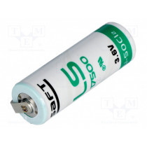 LS 17500 CNR; Battery: lithium; 3.6V; A,R23; soldering lugs; Ø17x50mm; 3600mAh; SAFT LS 17500 CNR; Battery: lithium; 3.6V; A,R23; soldering lugs; Ø17x50mm; 3600mAh; SAFT