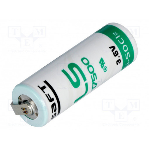 LS 17500 CNR; Battery: lithium; 3.6V; A,R23; soldering lugs; Ø17x50mm; 3600mAh; SAFT LS 17500 CNR; Battery: lithium; 3.6V; A,R23; soldering lugs; Ø17x50mm; 3600mAh; SAFT
