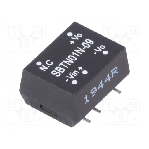 SBTN01N-09; Converter: DC/DC; 1W; Uin: 21.6÷26.4V; 9VDC; Iout: 11.1÷111mA; SMD; MEAN WELL