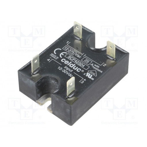 SCF42324; Relay: solid state; Ucntrl: 12÷30VDC; 25A; 12÷275VAC; -40÷100°C; CELDUC SCF42324; Relay: solid state; Ucntrl: 12÷30VDC; 25A; 12÷275VAC; -40÷100°C; CELDUC