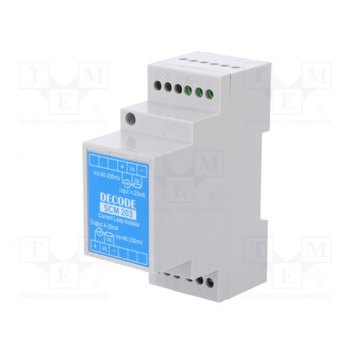 SCM203; Industrial module: insulator; 10÷32VDC; Mounting: DIN; 0÷70°C; DECODE SCM203; Industrial module: insulator; 10÷32VDC; Mounting: DIN; 0÷70°C; DECODE