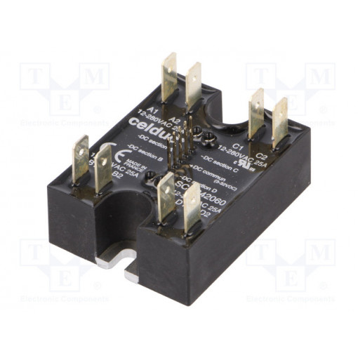 SCQ842060; Relay: solid state; Ucntrl: 3÷32VDC; 25A; 24÷280VAC; 4-channels; CELDUC