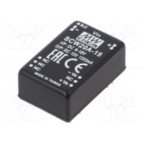 SCW20A-15; Converter: DC/DC; 20W; Uin: 9÷18V; 15VDC; Iout: 1333mA; DIP24; 18.5g; MEAN WELL