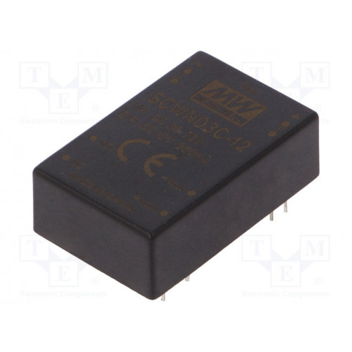 SCWN03C-12; Converter: DC/DC; 3W; Uin: 36÷72V; 12VDC; Iout: 250mA; DIP24; 12.5g; MEAN WELL