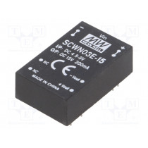 SCWN03E-15; Converter: DC/DC; 3W; Uin: 4.5÷9V; 15VDC; Iout: 200mA; DIP24; 12.5g; MEAN WELL