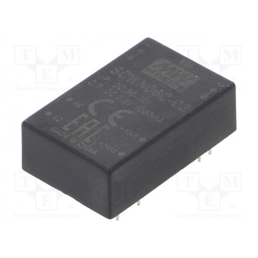 SCWN06C-03; Converter: DC/DC; 6W; Uin: 36÷72V; 3.3VDC; Iout: 1200mA; DIP24; 12.5g; MEAN WELL