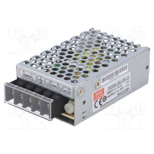 SD-15A-12; Converter: DC/DC; 15W; Uin: 9.2÷18V; Uout: 12VDC; Iout: 1.25A; 180g; MEAN WELL SD-15A-12; Converter: DC/DC; 15W; Uin: 9.2÷18V; Uout: 12VDC; Iout: 1.25A; 180g; MEAN WELL