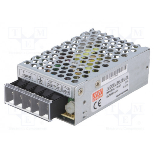 SD-15A-24; Converter: DC/DC; 15W; Uin: 9.2÷18V; Uout: 24VDC; Iout: 0.625A; 180g; MEAN WELL