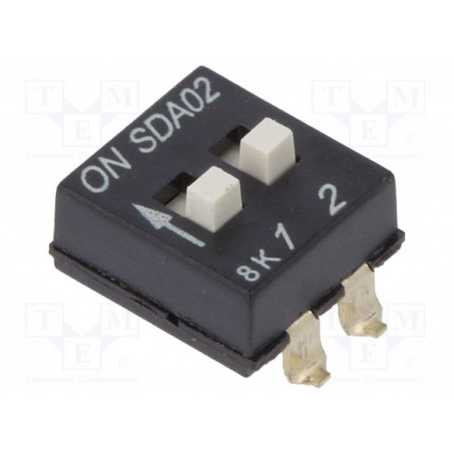 SDA02H1SBD; Switch: DIP-SWITCH; Poles number: 2; ON-OFF; 0.025A/24VDC; Pos: 2; C&K