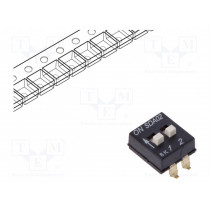 SDA02H1SBDR; Switch: DIP-SWITCH; Poles number: 2; ON-OFF; 0.025A/24VDC; Pos: 2; C&K