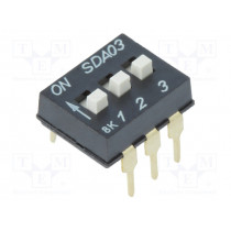 SDA03H1BD; Switch: DIP-SWITCH; Poles number: 3; ON-OFF; 0.025A/24VDC; Pos: 3; C&K