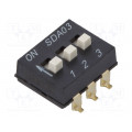 SDA03H1SBD; Switch: DIP-SWITCH; Poles number: 3; ON-OFF; 0.025A/24VDC; Pos: 3; C&K