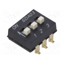 SDA03H1SBD; Switch: DIP-SWITCH; Poles number: 3; ON-OFF; 0.025A/24VDC; Pos: 3; C&K