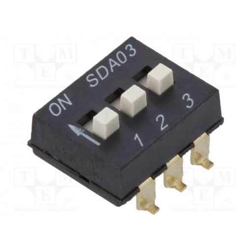 SDA03H1SBD; Switch: DIP-SWITCH; Poles number: 3; ON-OFF; 0.025A/24VDC; Pos: 3; C&K