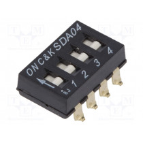 SDA04H0SBD; Switch: DIP-SWITCH; Poles number: 4; ON-OFF; 0.025A/24VDC; Pos: 4; C&K