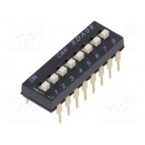 SDA08H1BD; Switch: DIP-SWITCH; Poles number: 8; ON-OFF; 0.025A/24VDC; Pos: 8; C&K