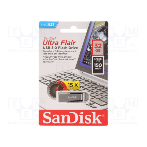 SDCZ73-032G-G46; Pendrive; USB 3.0; 32GB; 150MB/s; ULTRA FLAIR; SANDISK SDCZ73-032G-G46; Pendrive; USB 3.0; 32GB; 150MB/s; ULTRA FLAIR; SANDISK