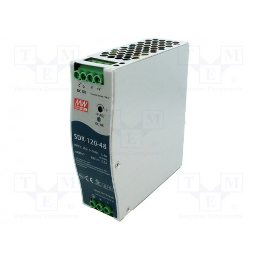SDR-120-48; Power supply: switched-mode; 120W; 48VDC; 48÷55VDC; 2.5A; 670g; MEAN WELL