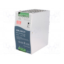 SDR-240-24; Power supply: switched-mode; 240W; 24VDC; 24÷28VDC; 10A; 88÷264VAC; MEAN WELL
