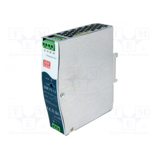 SDR-75-12; Power supply: switched-mode; 75.6W; 12VDC; 12÷14VDC; 6.3A; 510g; MEAN WELL