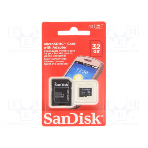 SDSDQM-032G-B35A; Memory card; SD HC Micro; 32GB; Class 4; SANDISK SDSDQM-032G-B35A; Memory card; SD HC Micro; 32GB; Class 4; SANDISK