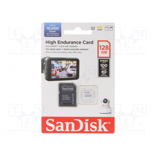 SDSQQNR-128G-GN6IA; Memory card; SD XC Micro; 128GB; Read: 100MB/s; Write: 40MB/s; SANDISK