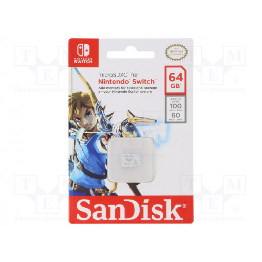 SDSQXAT-064G-GNCZN; Memory card; Nintendo Switch; SD XC Micro; 64GB; Read: 100MB/s; SANDISK