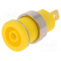 SEB 2610 F4.8 GE; Socket; 4mm banana; 25A; 1kVDC; yellow; gold-plated; screw; 32mm; HIRSCHMANN T&M