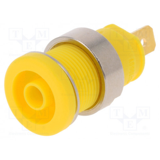 SEB 2610 F4.8 GE; Socket; 4mm banana; 25A; 1kVDC; yellow; gold-plated; screw; 32mm; HIRSCHMANN T&M