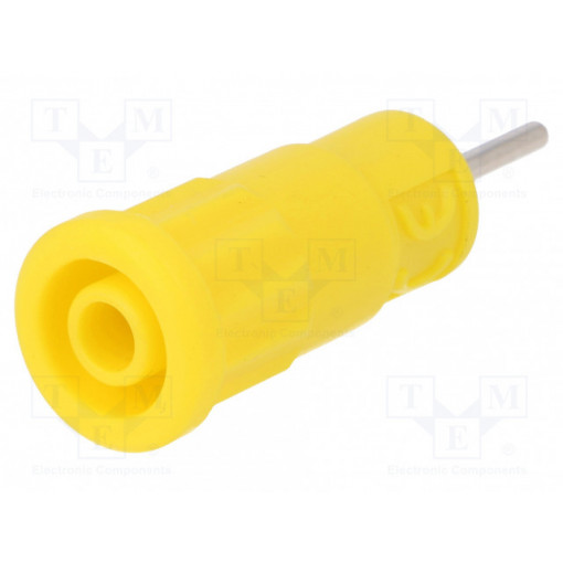SEPB 6887 NI/GE; Socket; 4mm banana; 36A; 1kV; yellow; push-in,on panel; -25÷80°C; SCHÜTZINGER