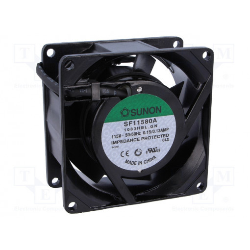 SF11580A1083HBL.GN; Fan: AC; axial; 115VAC; 80x80x38mm; 52(±7%)m3/h; 36.5dBA; 2850rpm; SUNON