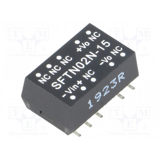 SFTN02N-15; Converter: DC/DC; 2W; Uin: 21.6÷26.4V; 15VDC; Iout: 27÷133mA; SMD; MEAN WELL