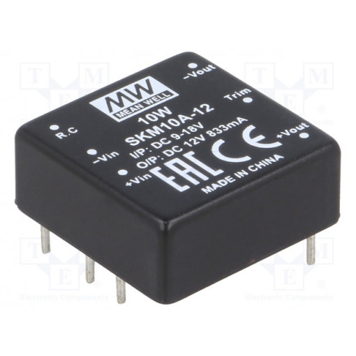 SKM10A-12; Converter: DC/DC; 10W; Uin: 9÷18V; 12VDC; Iout: 833mA; 1