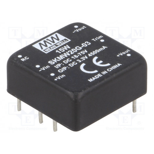 SKMW20G-03; Converter: DC/DC; 20W; Uin: 18÷75V; 3.3VDC; Iout: 0÷4500mA; 18g; MEAN WELL