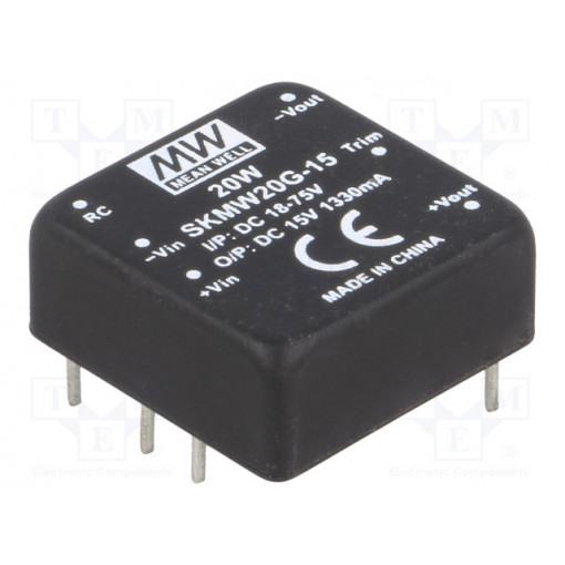 SKMW20G-15; Converter: DC/DC; 20W; Uin: 18÷75V; 15VDC; Iout: 0÷1330mA; 1