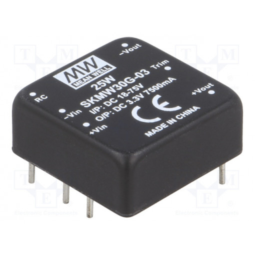 SKMW30G-03; Converter: DC/DC; 30W; Uin: 18÷75V; 3.3VDC; Iout: 0÷7500mA; 18g; MEAN WELL
