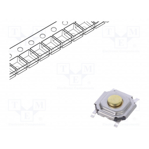 SKQGAKE010; Microswitch TACT; SPST; Pos: 2; 0.05A/12VDC; SMT; 3.4N; 1.5mm; round; ALPS
