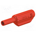 65.9182-22; Plug; 2mm banana; 10A; 600V; red; Plating: gold-plated; 36mm; 0.5mm2; STÄUBLI